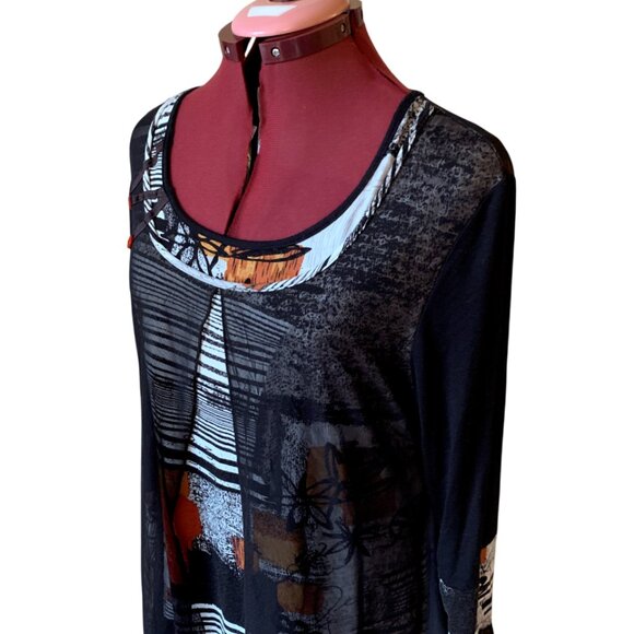 MICHAEL TYLER - Black multi-layers tunic short dress multi-layers - LARGE - Picture 5 of 10